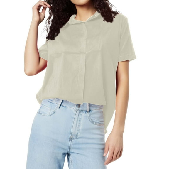 Afdoent Blouses For Women Solid Color Casual Short Sleeve Shirt Stylish Comfortable Fit Summer Outfits 2025