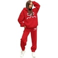 thumbnail image 4 of Women's Sweatsuits 2 Piece Long Sleeve Bow Print Hooded Track Suits Fall Fashion Leisure Travel Vacation Clothes, 4 of 4
