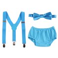 thumbnail image 3 of IBTOM CASTLE Newborn Baby Boy First Birthday Outfit Bloomers Diaper Cover Pants + Suspenders + Bow Tie Casual Clothes Set for Cake Smash, 3 of 8