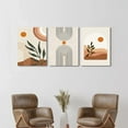 thumbnail image 5 of Boho Wall Art Set of 3, Mid-Century Modern Wall Prints Framed Canvas Paintings Minimalist Abstract Geometric Beige Orange Moon Plant Desert Nature Illustrations Artwork, Boho Wall Decor(12"x16"), 5 of 6