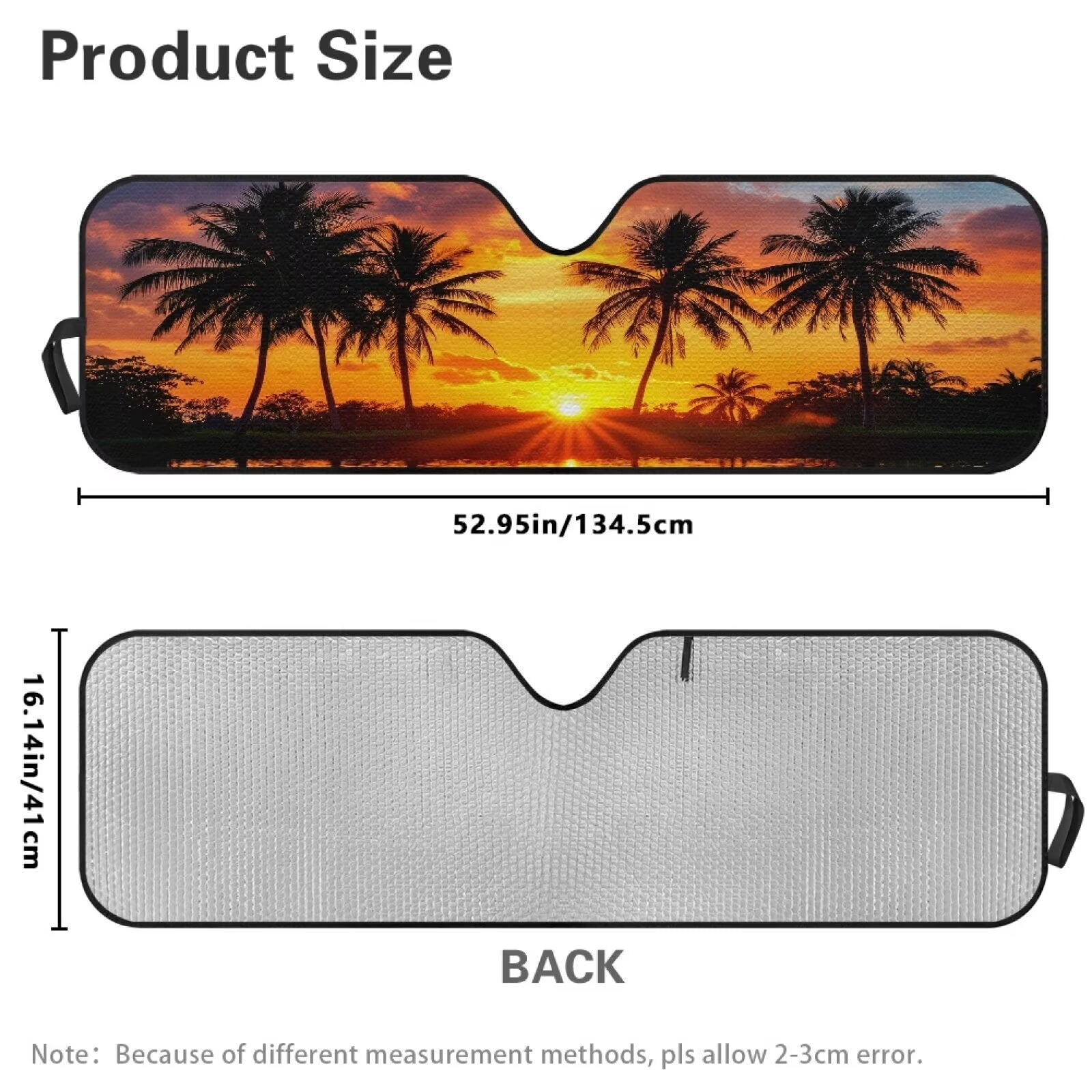 Binienty Car Windshield Cover Sun Shade Tropical Palm Tree Sunset Automotive Windshield Sunshades for Jeep Wrangler JKU 4-Door 2007-2018 Auto Outdoor Protective Accessories