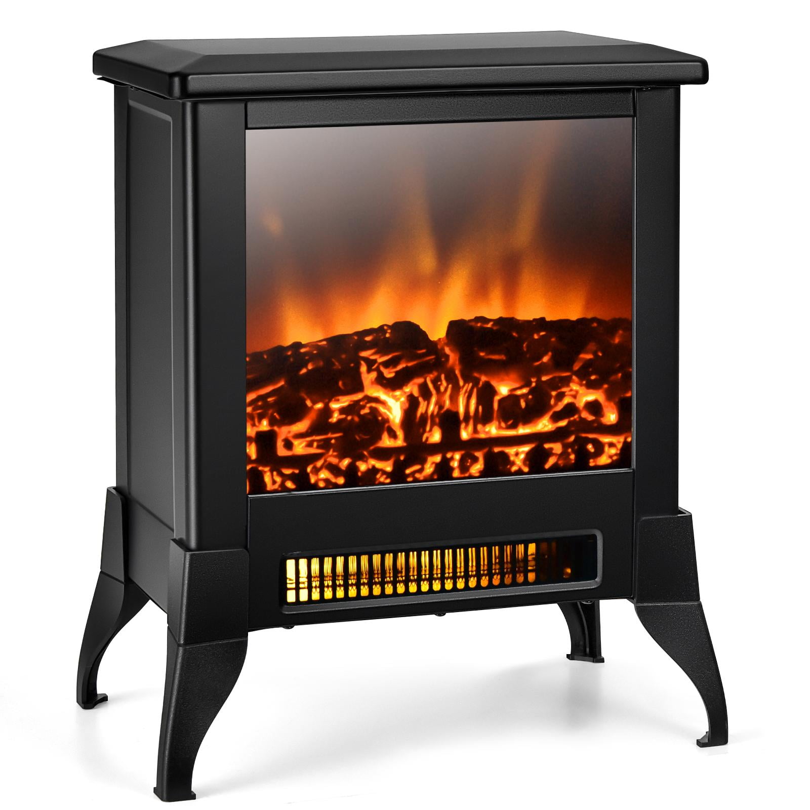 Electric Fireplace Heater Freestanding, 1400W Compact Fireplace Stove w/  Realistic Flame Effect u0026 Adjustable Temperature, Portable Indoor Space  Heater w/ Overheat Protection for Home Office - Walmart.com