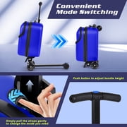 Advwin Scooter Suitcase with Top Opening & LED Light-up Wheel, Lightweight Hardshell Foldable Ride-On Luggage with Adjustable Handle for Travel, Blue