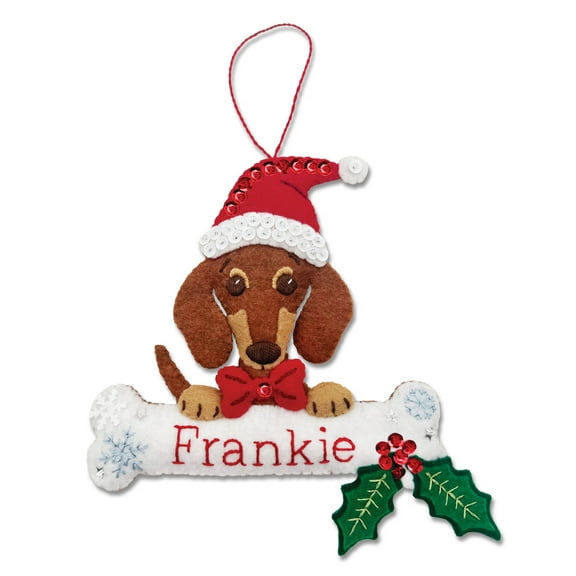 Personalized Felt Dog Christmas Ornament Kit, Dachshund | MerryCollectibles