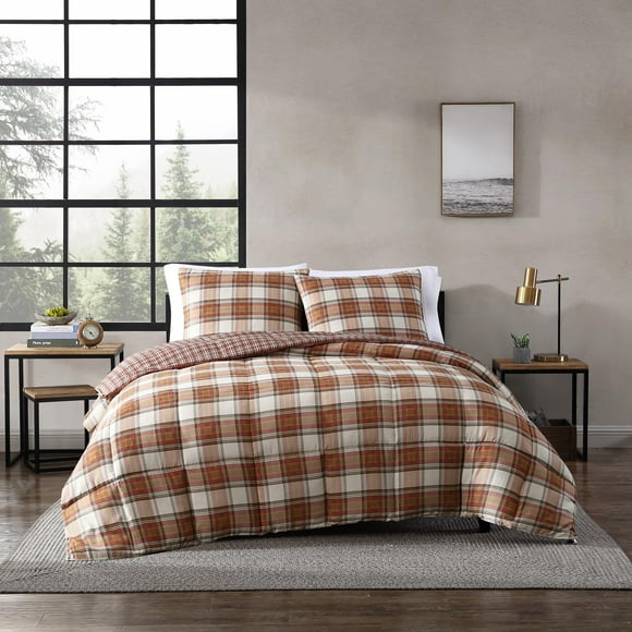 Eddie Bauer - King Duvet Cover Set, Reversible Cotton Bedding With Matching Shams, Stylish Home Decor For All Seasons (Edgewood Red, King)