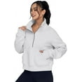 thumbnail image 3 of Womens Sweatshirts Half Zip Cropped Pullover Fleece Quarter Zipper Hoodies Fall outfits Clothes Thumb Hole, 3 of 11