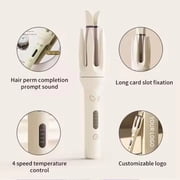 Hair Curler, Double Ceramic Curling Irons with 1.5 Rotating Barrel, 4 Temps & Timer