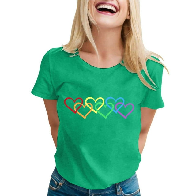 Fgnfyis T-Shirts Graphiques Décontractés pour Femmes, Col Rond Imprimé Élégant pour Usage Quotidien Printemps et Été Mode T-Shirts pour Femmes Vert m