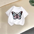 thumbnail image 3 of Girls Butterfly Graphic Short Sleeve T-Shirt 100% Soft Cotton Crewneck Cute Summer Tops for Kids Kids Big Girl White,Size 12-14 T, 3 of 5