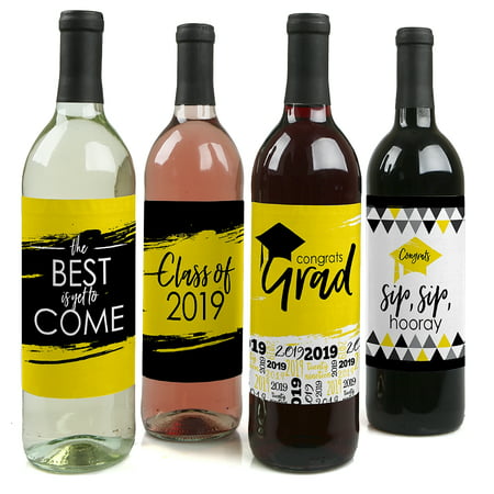 Yellow Grad - Best is Yet to Come - Yellow 2019 Graduation Party Decorations for Women and Men - Wine Bottle