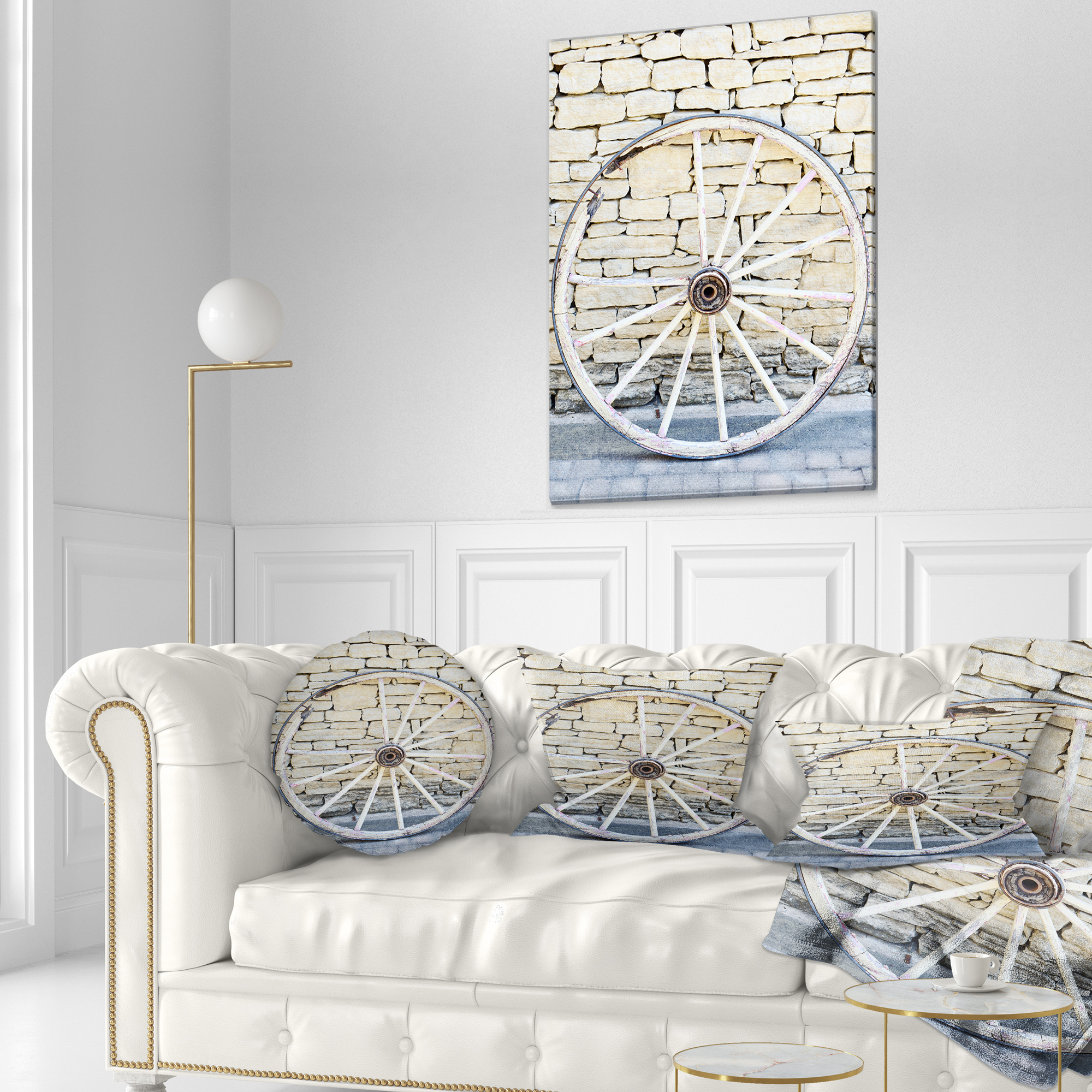 Designart 12" x 20" White Polyester Throw Pillow