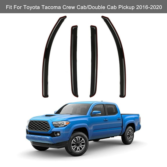 Possbay 4X For Toyota Tacoma Double Cab 2016-2022 Window Visor Sun Rain Guard Deflectors