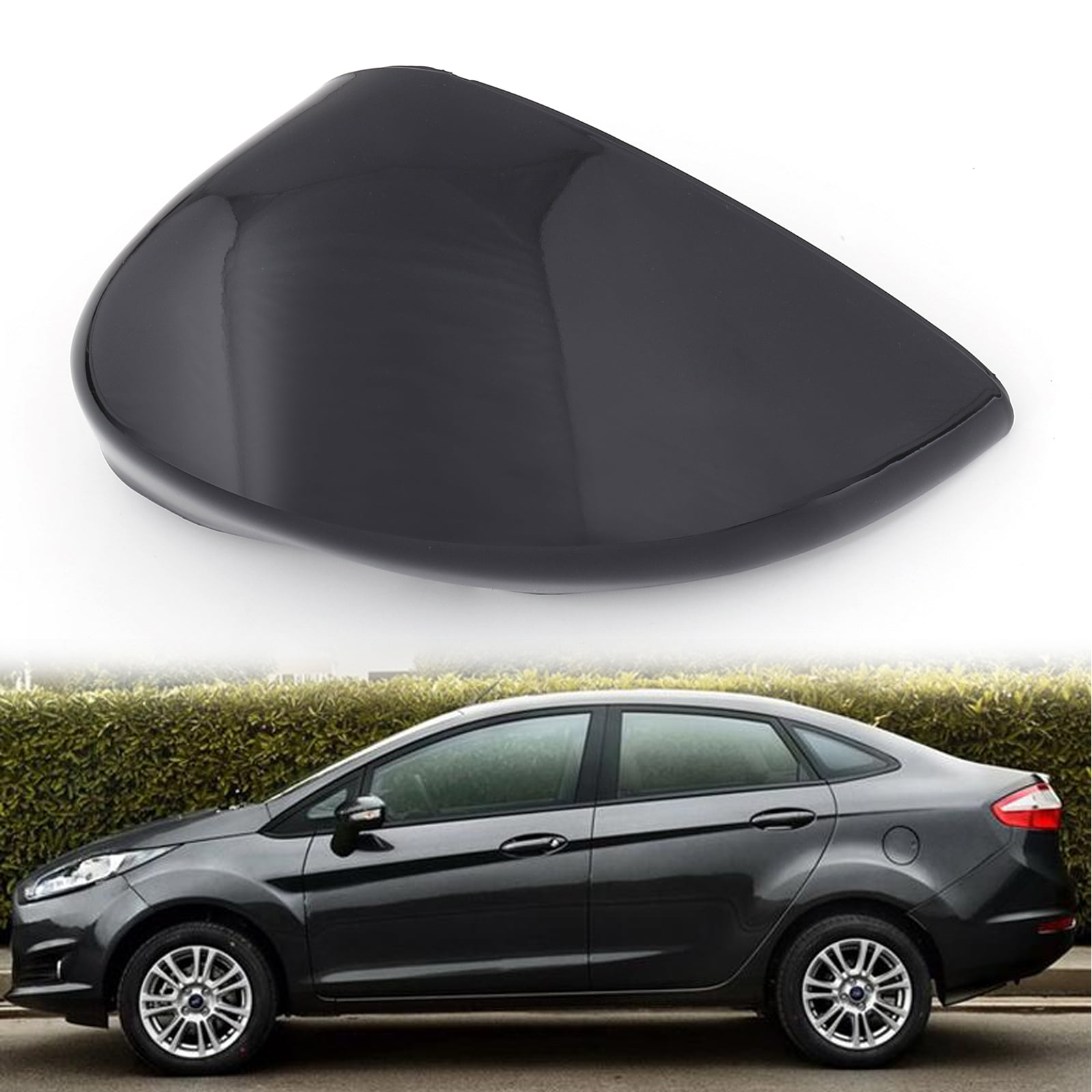 HAIQING Piano Sea Car Left Side Red Wing Door Mirror Cover Cap Fit For Ford Fiesta MK7 2008 2009 2010 2011 2012 2013 2014 2015 2016 2017 