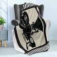 thumbnail image 4 of Movie Theater Soft Flannel Fleece Blanket, Movie Frame Pattern with Silhouette of Movie Reels in a Projector, Cozy Plush for Indoor and Outdoor Use, 50" x 70", Dark Taupe Beige Black, by Ambesonne, 4 of 5