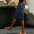 thumbnail image 6 of Yourumao Linen Cargo Shorts for Women Elastic Waist Cinch Bottom Shorts Solid Lightweight Knee Length Trousers Leisure Summer Pants, 6 of 7