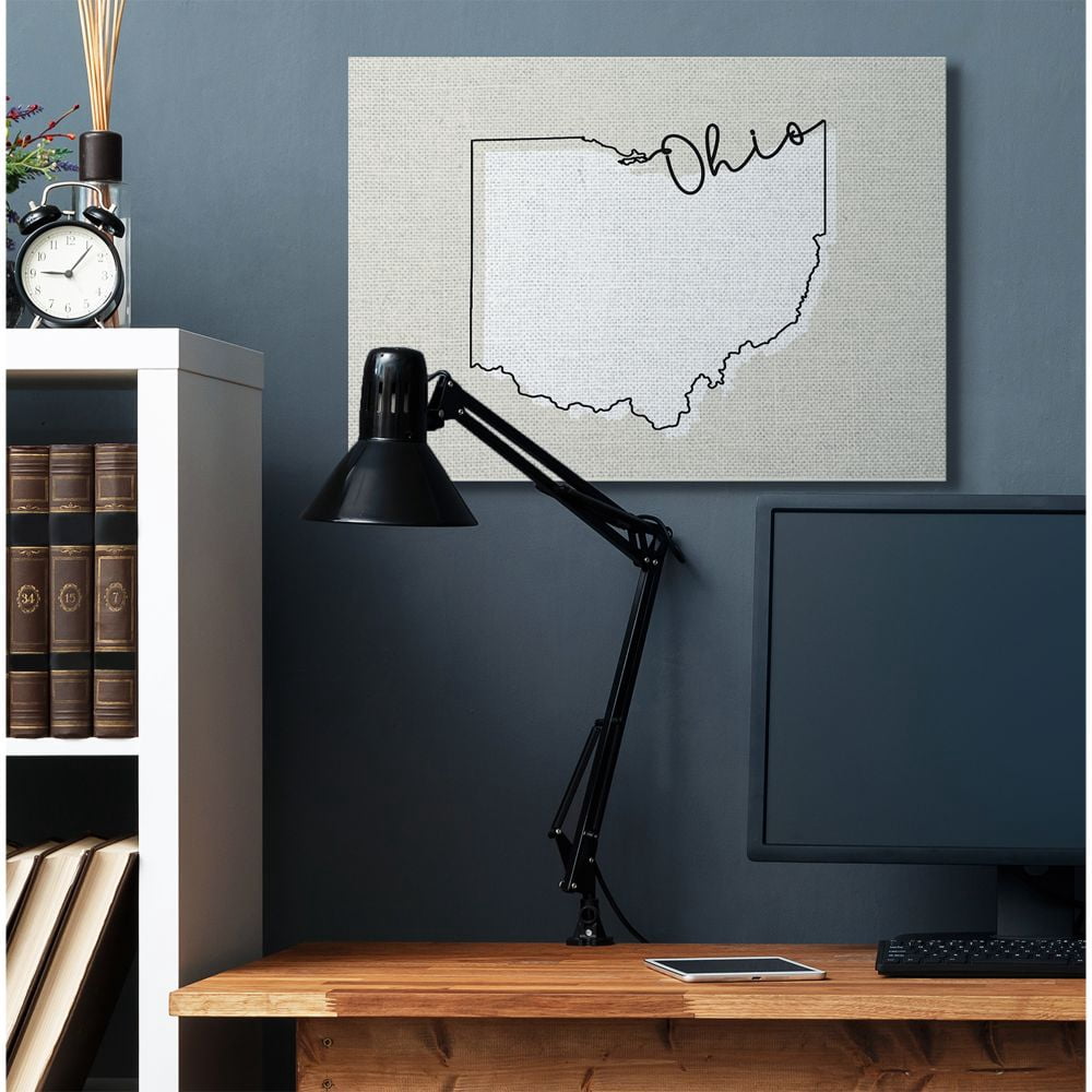 Stupell Industries Ohio Home State Map Neutral Print Design Canvas Wall Art by Daphne Polselli