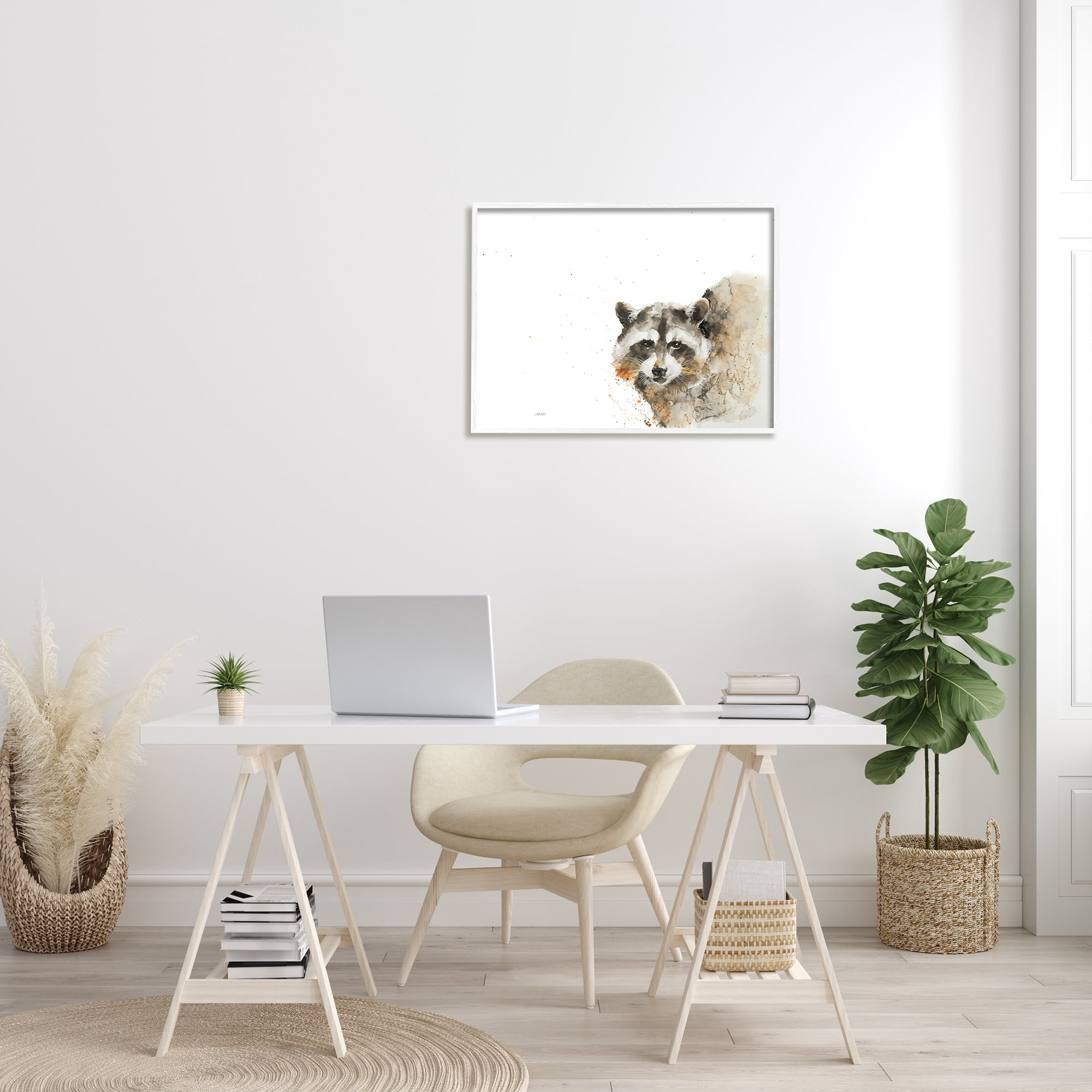Stupell Industries Forest Raccoon Watercolor Portrait Modern Abstract Painting, 30 x 24, Design by Patti Mann