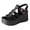 Black, variant on Womens Platform Wedge Sandals with Buckle Ankle Strap Strappy Open Toe Summer Dress Shoes