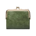 thumbnail image 1 of Cartera para mujer pequeña Rfid para mujer, monedero vintage de cuero plegable compacto con cremallera y cierre de beso, 1 of 6
