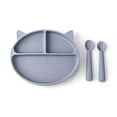 thumbnail image 3 of Mother And Baby Supplies, Toddler Plates, Silicone Infant And Toddler Eating Set, Cat Design 3/4/5pcs Set, Baby Silicone Cutlery, Toddler Eating Cutlery, Dividers Under Plates With Suction Cups To Pr, 3 of 5