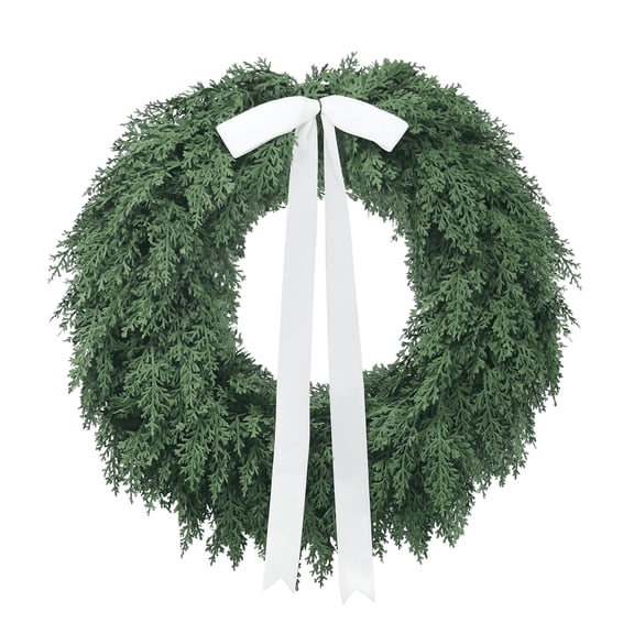 Christmas Evergreen Natural Feel Cedar Wreath, 19.7" Christmas Wreath, Front Door Decorations, Christmas Decorations Outdoor, Xmas Home Decor