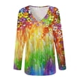 thumbnail image 5 of Aloohaidyvio Tops and Blouses ,Womens Casual Tops Loose V-Neck Tie-Dye Printing Long Sleeve T-Shirt, 5 of 5