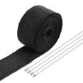 thumbnail image 1 of Fiberglass Exhaust Wrap Tape, 2" x 16' Black Header Heat Wrap with 4 Stainless Ties for Hot Rods Motorcycle, 1 of 6