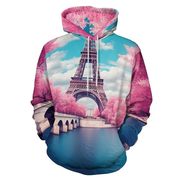 Eiffel Tower in Pink Trees-1 3D Print Hoodie Men Women Autumn Thin Pullover Sweatshirt Vintage Streetwear Tops