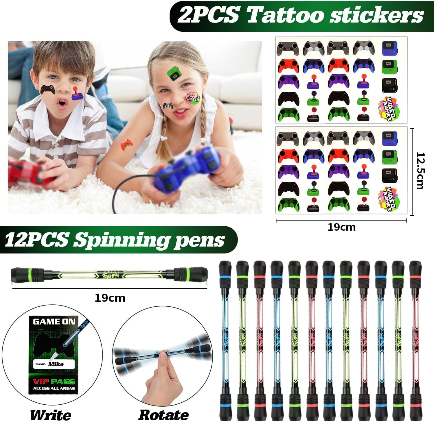 Video Game Party Favors, 124 PCS Gaming Birthday Party Supplies for Kids Gamer