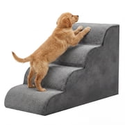 EDX 4-Step 18'' Tall Dog Stairs, Rounded-Corner Design, Non-Slip Foam Core, Easy Clean, Indoor & Outdoor Use for High Beds & Sofas