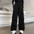 thumbnail image 2 of 5-6 Years Juniors Girls' Baggy Trousers Cargo With Elastic Band Casual Trousers Girls' Casual Jogging Bottoms Cargo Trousers Sweatpants Joggers Pants Fall and Winter Black Girl Pants, 2 of 7