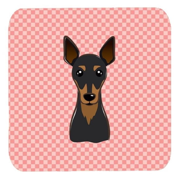 3.5 x 3.5 In. Checkerboard Pink Min Pin Foam Coasters, Set Of 4