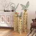 thumbnail image 5 of Metal decorative vase High Distress Metal center vase with 3D triangle pattern, set of 3 vases for home decoration 33.5 ", 29.5 ", 25.2 "high, gold, 5 of 6