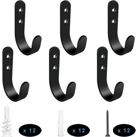 

Coolnut Metal Coat Hooks for Wall Coat Hooks for Hanging Heavy Duty Wall Mounted Hook with Screw 6pcs Black Hooks for Hanging Coats Towel Backpack Key Bag Coffee Cup