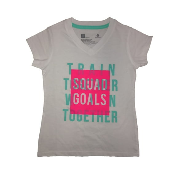 Girls White Squad Goals T-Shirt Train Together Tee Shirt XXS 4/5