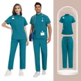 thumbnail image 5 of Unisex Solid Medical Scrub Set Stand Collar Dental Clinic Uniform for Nurses Surgeons Hospital Workwear with Pockets, 5 of 7