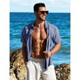 thumbnail image 2 of Camisa MAPICK Summer para hombre, lino de playa, con botones, azul, 2 of 6
