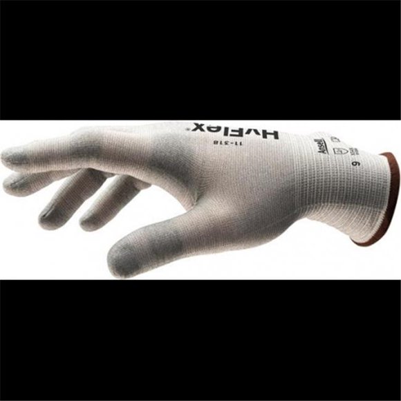 HyFlex 012-11-318-6 18 Gauge Gray Nylon Liner & Knit Wrist Safety Airgas, White - Size 6