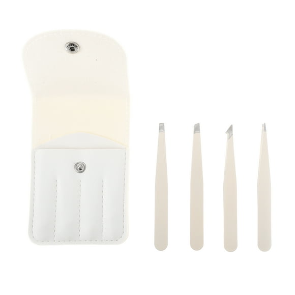 Unique Bargains 1 Set Portable Eyebrow Tweezer Kit for Bathroom Travel Hotel Beige