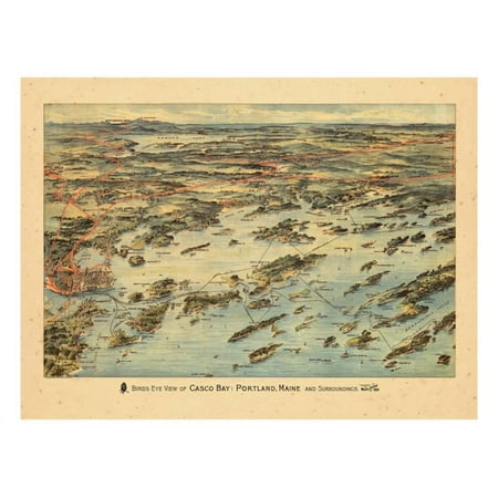 1906, Casco Bay, Portland, Maine Print Wall Art