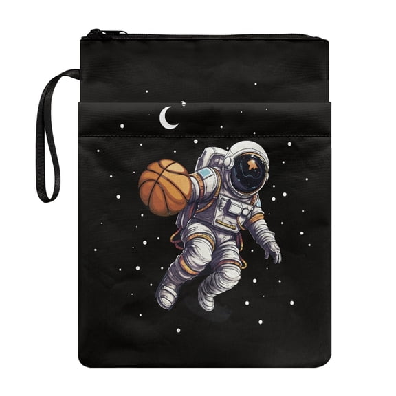 HELLHERO Polyester Fabric Book Organizer Bag for Friend Book Lovers Gift for Journals Planners Books Washable, 11.4 Inch X 8.66 Inch Astronaut Ball