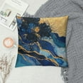 Fenyluxe Navy Blue Gold Marble Teal Abstract Farmhouse Throw Pillow