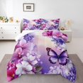 thumbnail image 1 of Erosebridal Purple Butterfly Bedding Full Comforter Set,Flower Down Comforter,Reversible,3 Pieces, 1 of 7