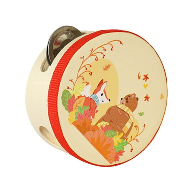 Tambor de pandereta de madera, pandereta de mano, tambor, campana, instrumento musical, campana de mano 10 centímetros