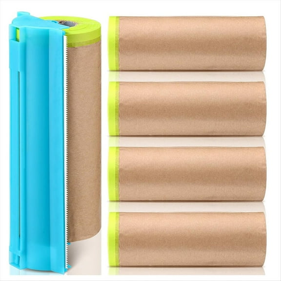Rollbacks & More 4 Rolls Pre-Laminated Masking Paper for Painting Automotive Tape Cutting Paint Adhesive Protective