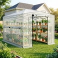 thumbnail image 2 of Ktaxon 8x12ft Walk-in Greenhouse, Instant Pop Up Tent with Weatherproof PE Cover, White, 2 of 7