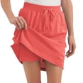 thumbnail image 3 of Falda pantalón de punto de algodón con cordón ajustable y cintura elástica para mujer - Ropa informal de verano, coral, talla M, 3 of 4