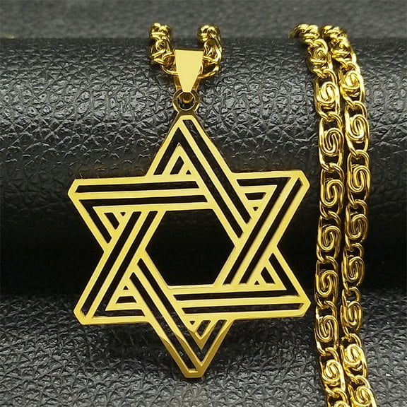 Styles Jewish Menorah Star Of David Hexagram Pendant Necklace 14K Yellow Gold Choker Charm Jewelry