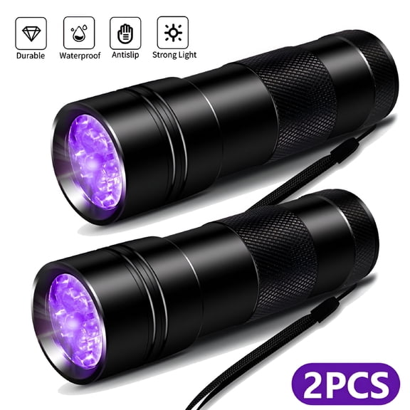 HIBIBUD UV LED Premium Handheld Flashlight Ultraviolet Pet Dog and Cat Urine Stain Finder,2 Pack