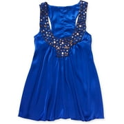 Angle View: Juniors' Beaded Draped Tank